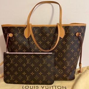 SOLD Louis Vuitton Monogram Neverfull MM Rose Ballerine & matching MM Pochette